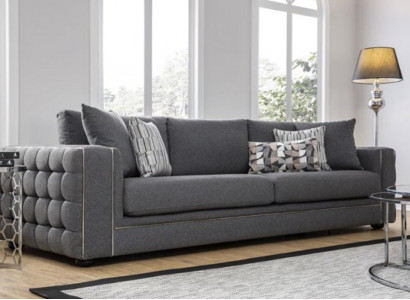 Luxus Wohnzimmer Sofa 2 Sitz Zweisitzer grau Couch Chesterfield Couchen Neu